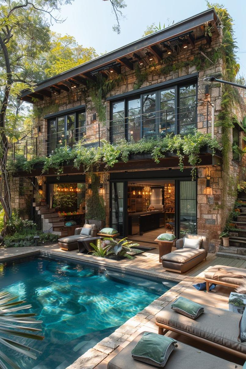 14 Trendy Pool Deck Decor Ideas You’ll Adore 22 8. Sustainable Pool Deck Oasis-1