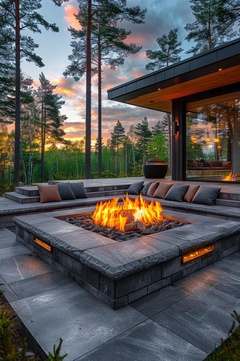 1. Modern Sunken Fire Pit Setting-1