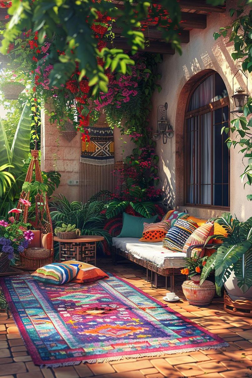 19 Unique Concrete Patio Ideas You Must See (New) 35 16. Boho Concrete Patio Inspiration-0