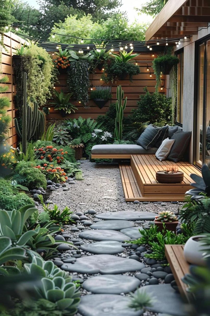 15 Creative and Stunning Small Garden Ideas 10 3. Stylish Mid-Century Garden Design-2