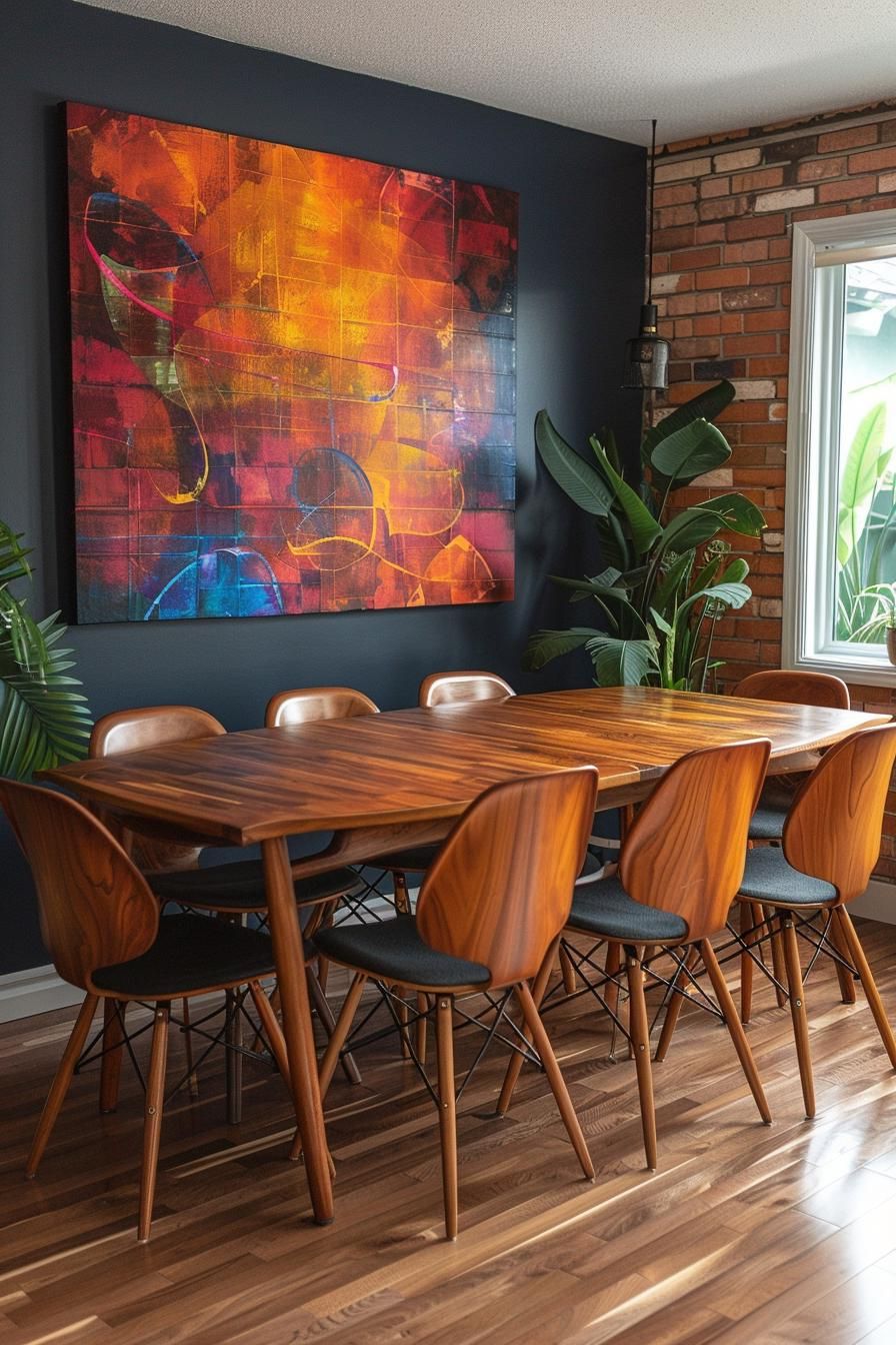 15 New Mid-Century Modern Dining Room Ideas 16 5. 1960s Abstract Art as Focal-1