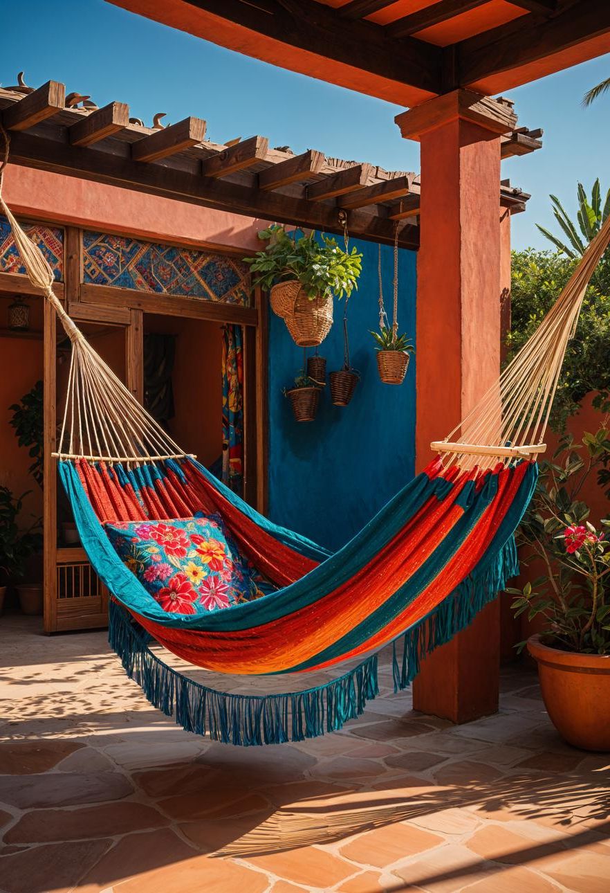 15 Stunning Mexican Patio Ideas for Your Home 11 4. Authentic Mexican Hammock Styles-1