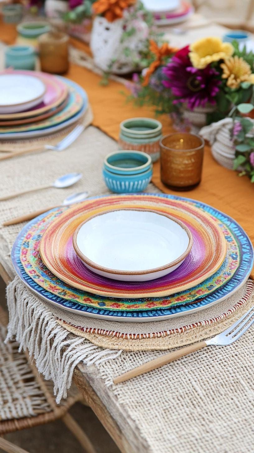 15 Unique Winter Tablescapes To Transform Your Dining Room 24 8. Vibrant Boho Winter Tablescapes-2