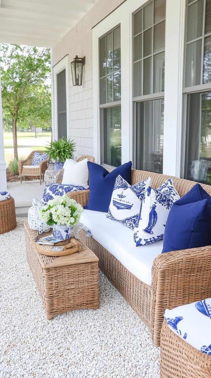 3. Coastal retreat featuring wicker furniture, nautical color palettes, and sand-colored gravel-2