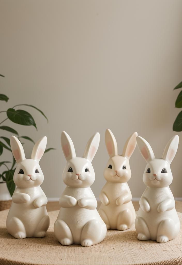19 Elegant Neutral Easter Decor Ideas: Subtle and Chic 4 2. Chic Ceramic Bunny Decor-0