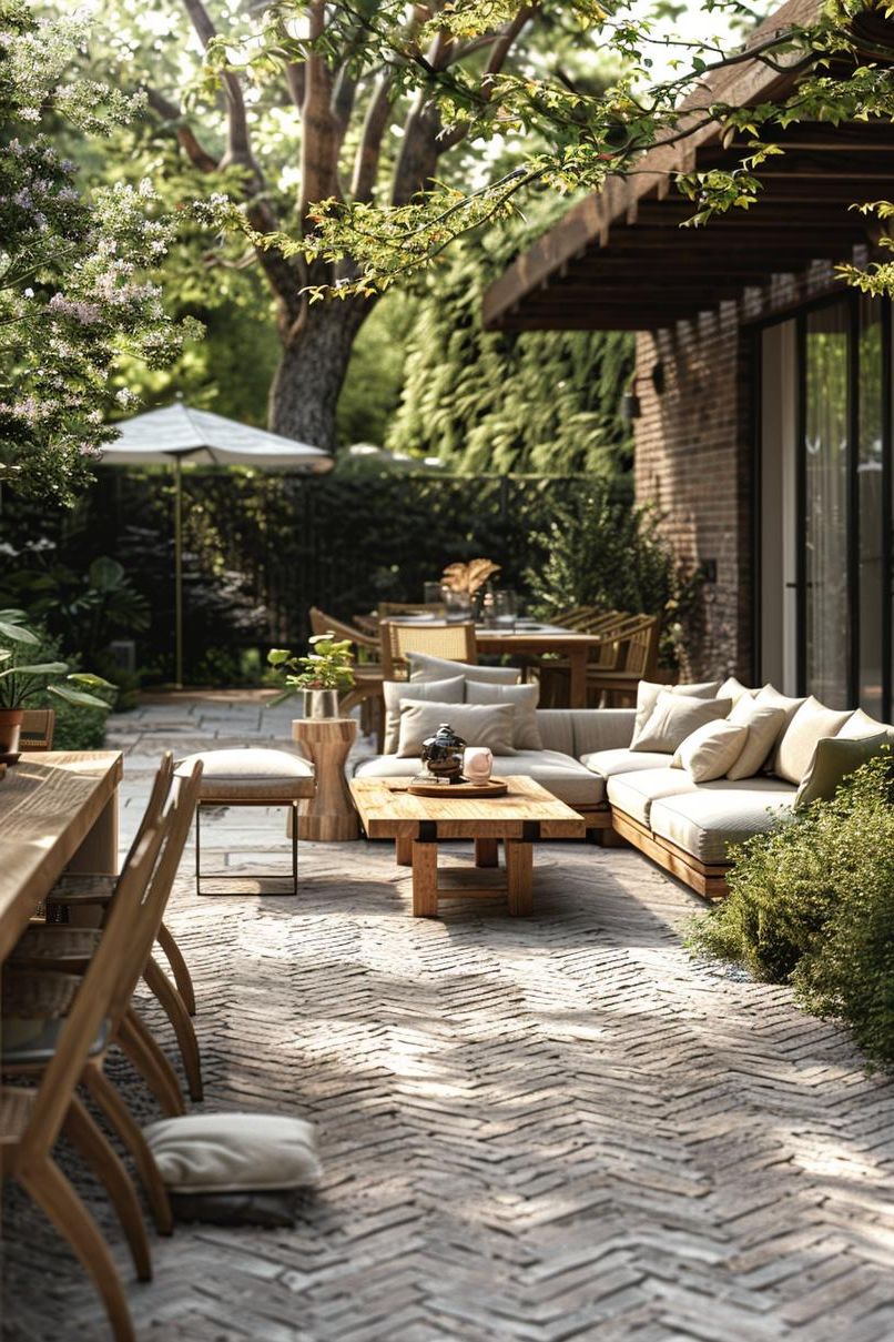 19 Unique Concrete Patio Ideas You Must See (New) 7 3. Chic Herringbone Concrete Patio Design-1