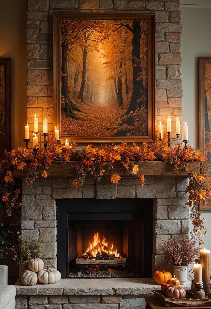 15 Cozy Fall Decor Ideas for Your Home 6 2. Autumn Mantel Decor Inspiration-0