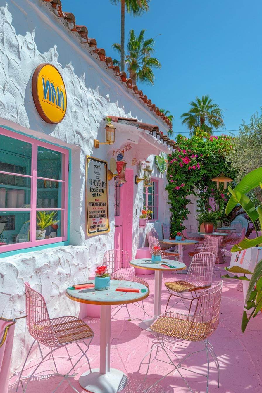 19 Unique Concrete Patio Ideas You Must See (New) 25 10. Whimsical Pink Patio Inspiration-1