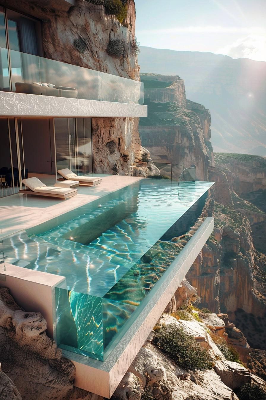 15 Modern Pool Designs Transforming Your Backyard 10 3. Cliffside Glass Pool Design-1