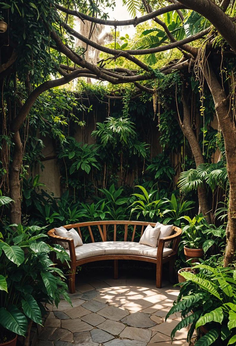 25 Stunning Small Garden Layout Ideas 40 17. Jungle Nook Garden Oasis-1