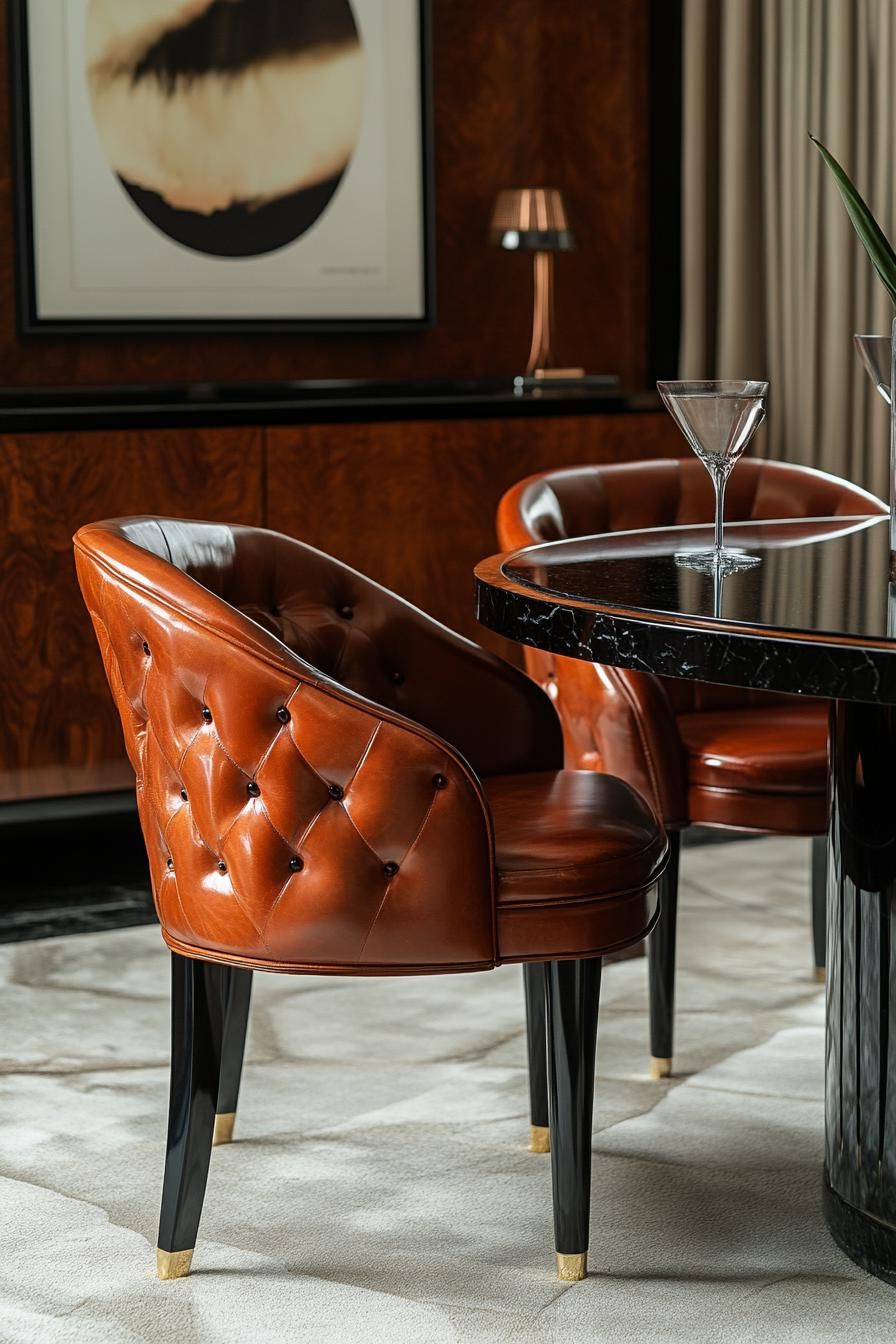 23 Stunning Mid-Century Modern Dining Tables You’ll Adore 44 16. Textural Contrast with Leather Chairs-2