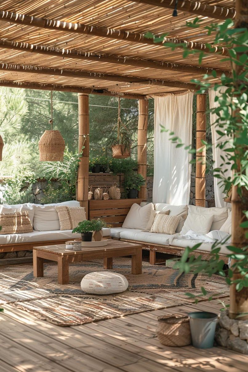 15 Chic Boho Patio Ideas You’ll Love 33 14. Boho Patio Privacy Screen Inspiration-0