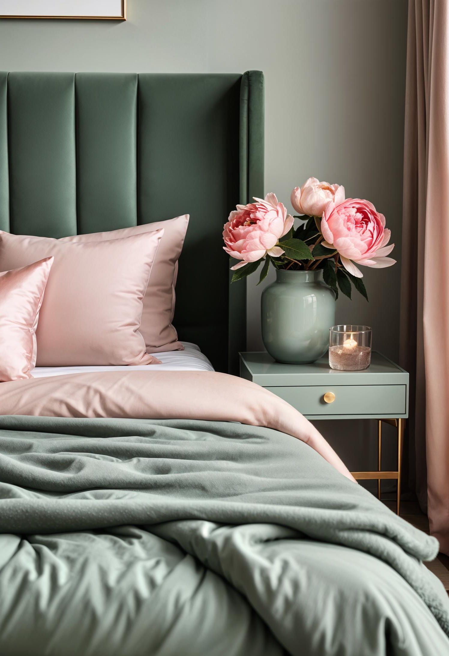 4. Chic Sage Green Nightstand Decor-0