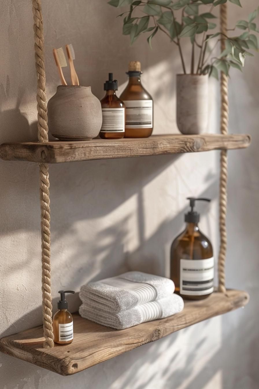 1. Nautical Rope Suspended Shelves-0