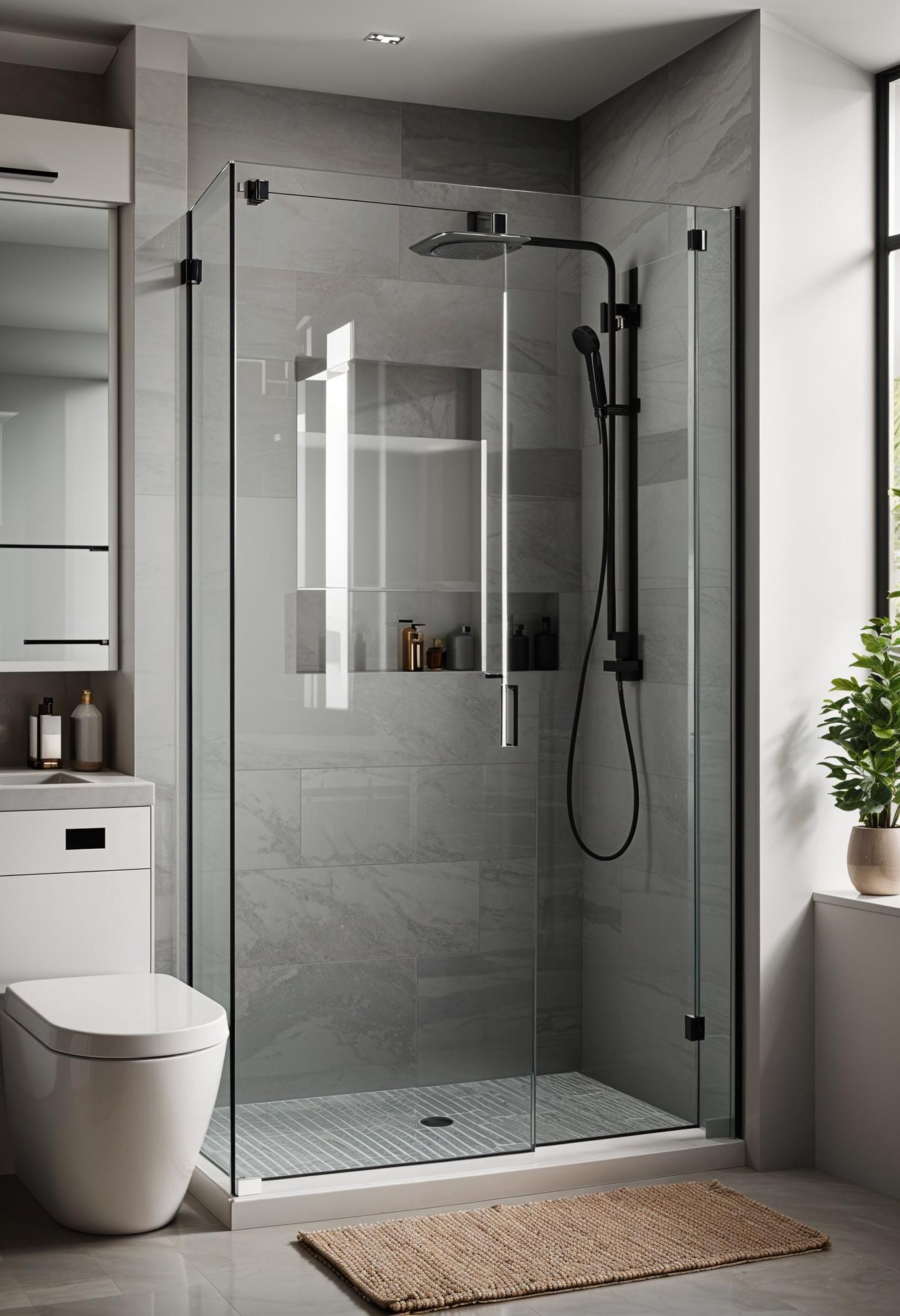 19 Genius Small Bathroom Ideas: Space-Saving Hacks 26 15. Spacious Look with Glass Doors-1