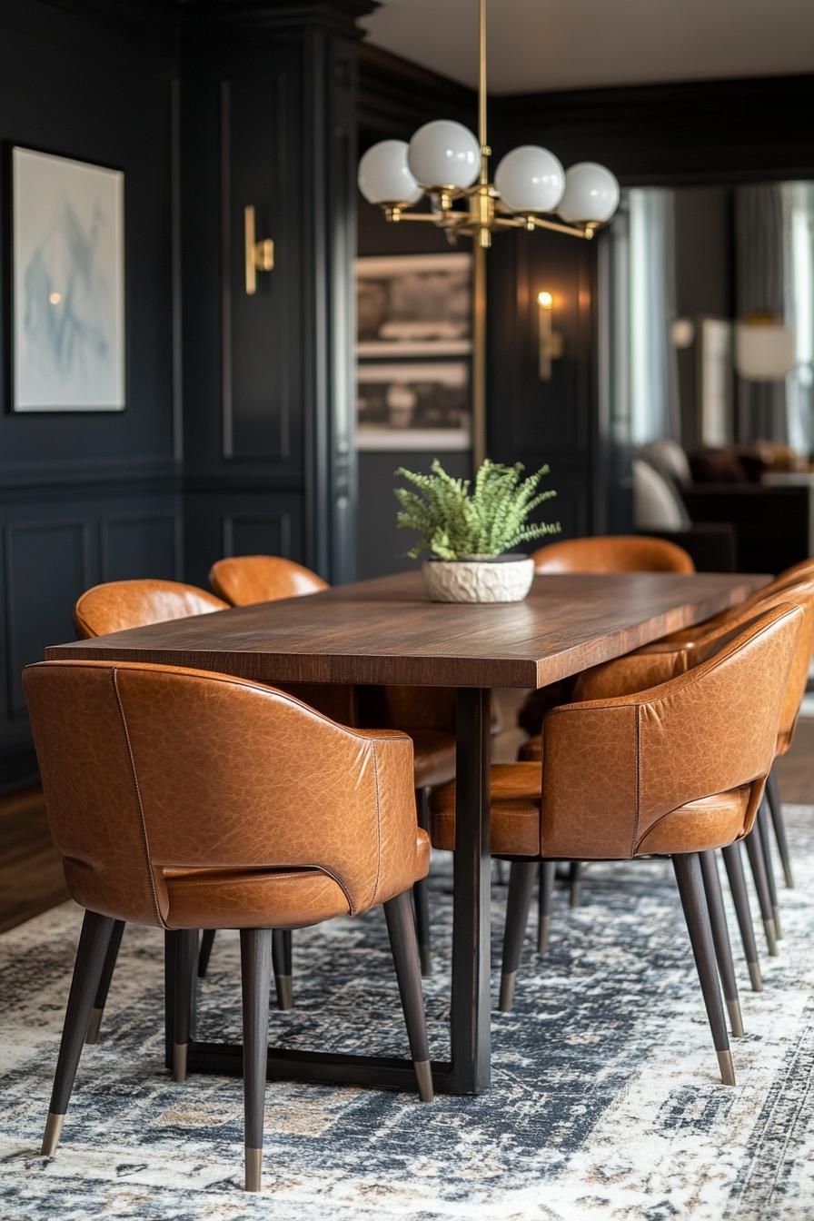 23 Stunning Mid-Century Modern Dining Tables You’ll Adore 42 16. Textural Contrast with Leather Chairs-0