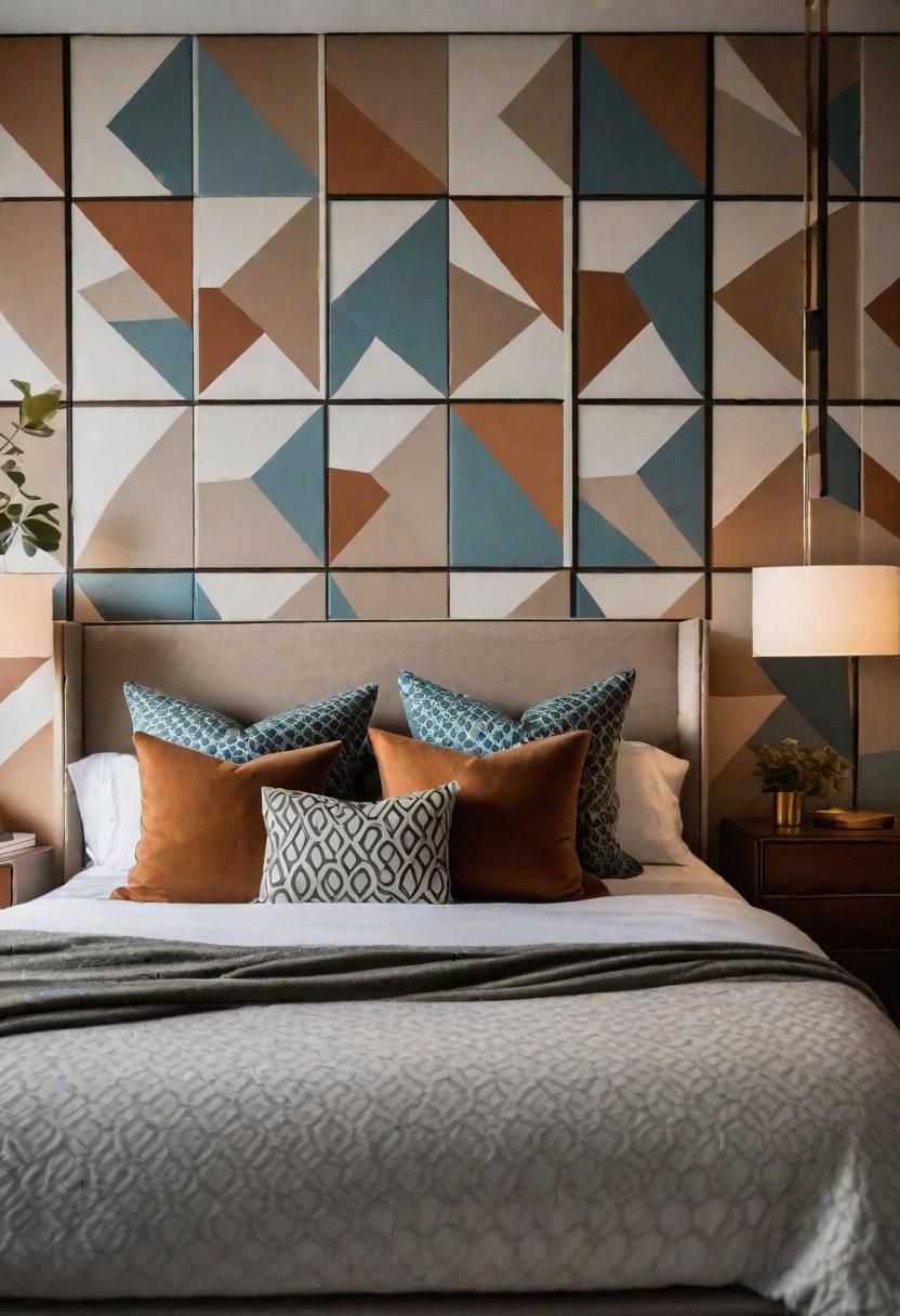 41 Mid Century Modern Bedrooms: Retro Chic for Timeless Elegance 3 1. Geometric Accent Wall Inspiration-0