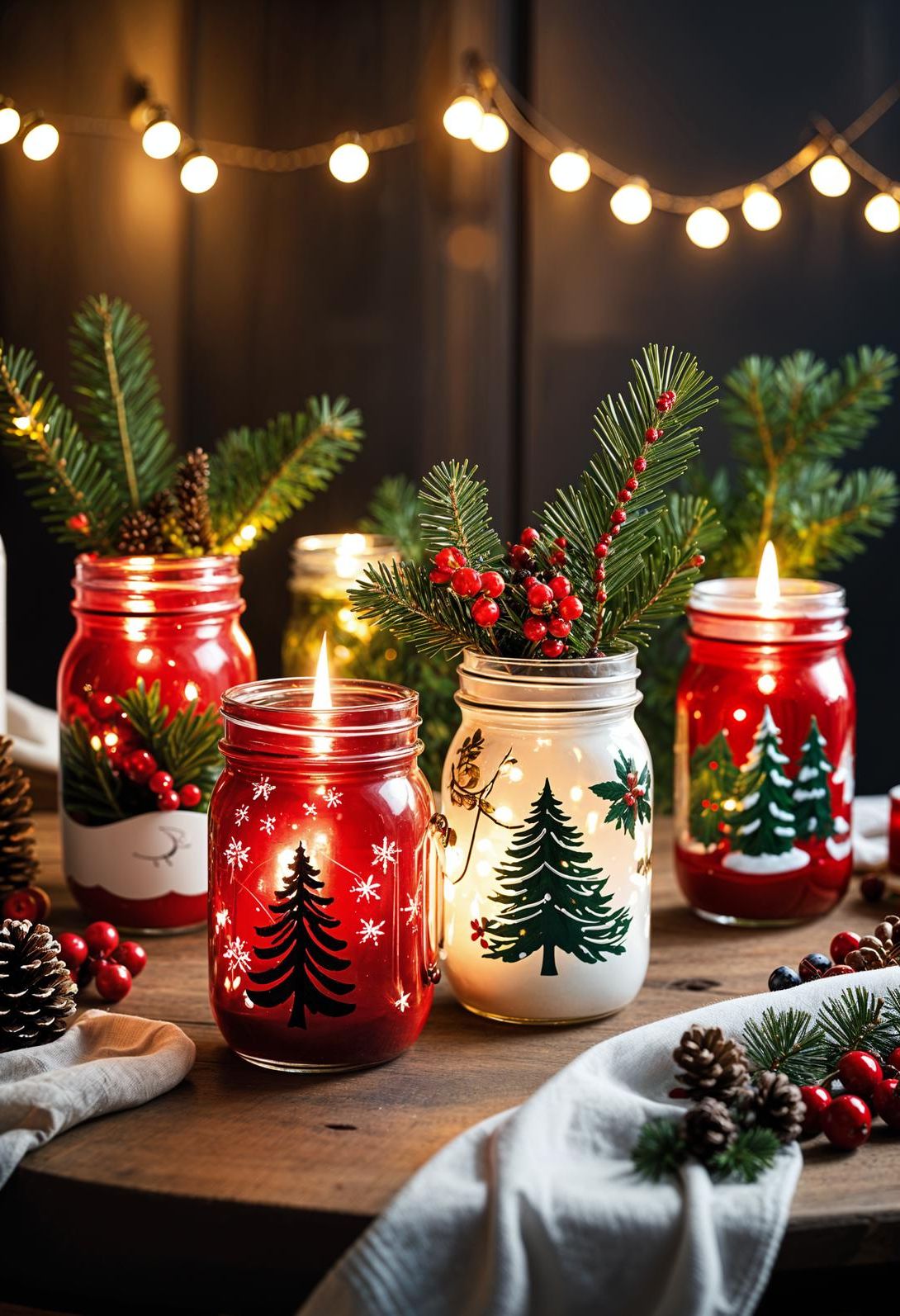 9. Festive Hand-Painted Mason Jar Centerpieces-2