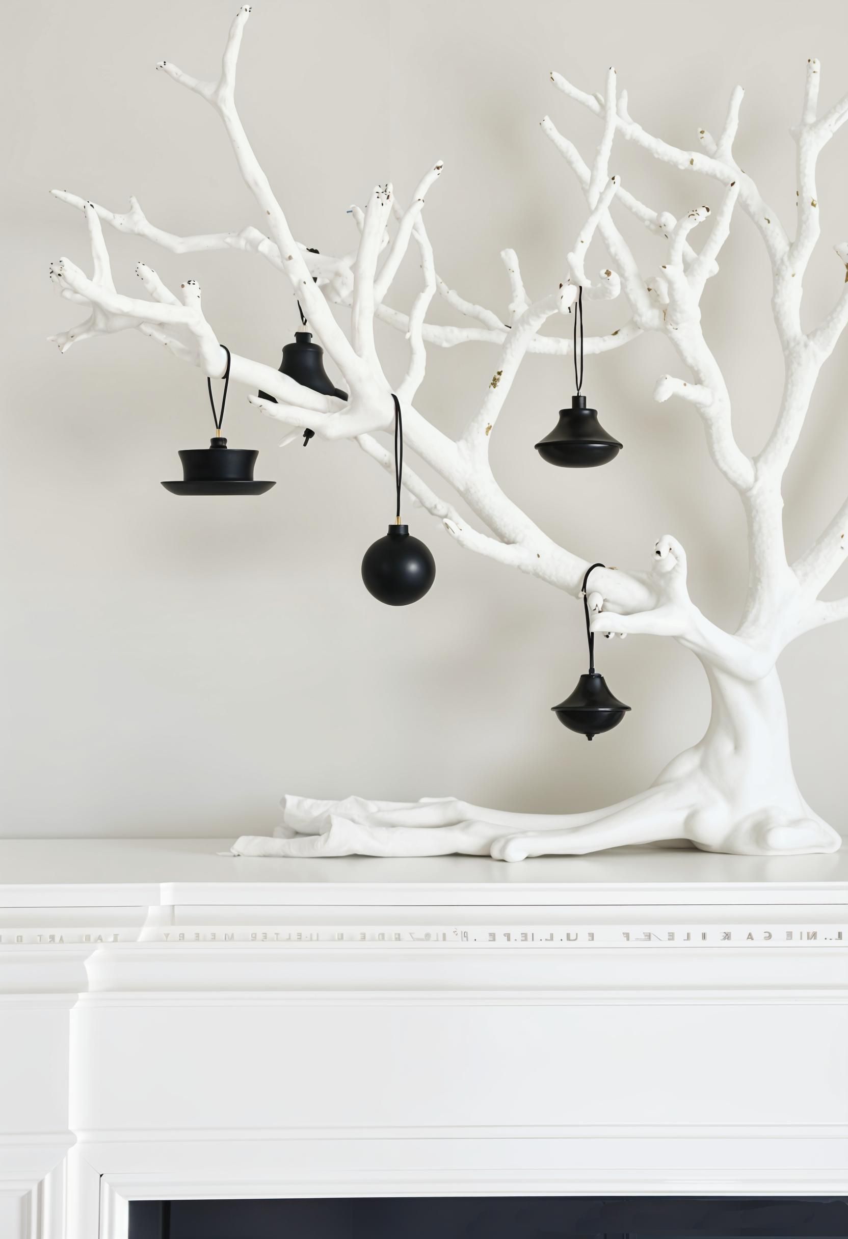 19 Elegant Black and White Christmas Decor Ideas 32 13. Monochrome Mantel Decor: Black & White-2