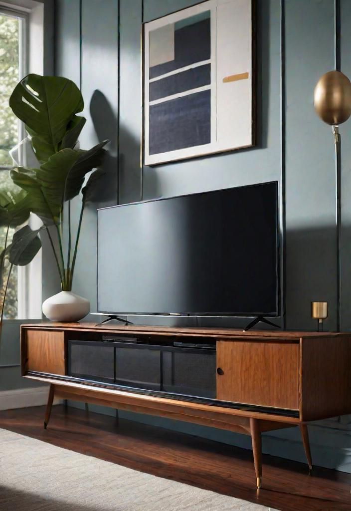 27 Beautiful Mid Century Modern Living Rooms 19 15. Sleek Media Console Solution-0