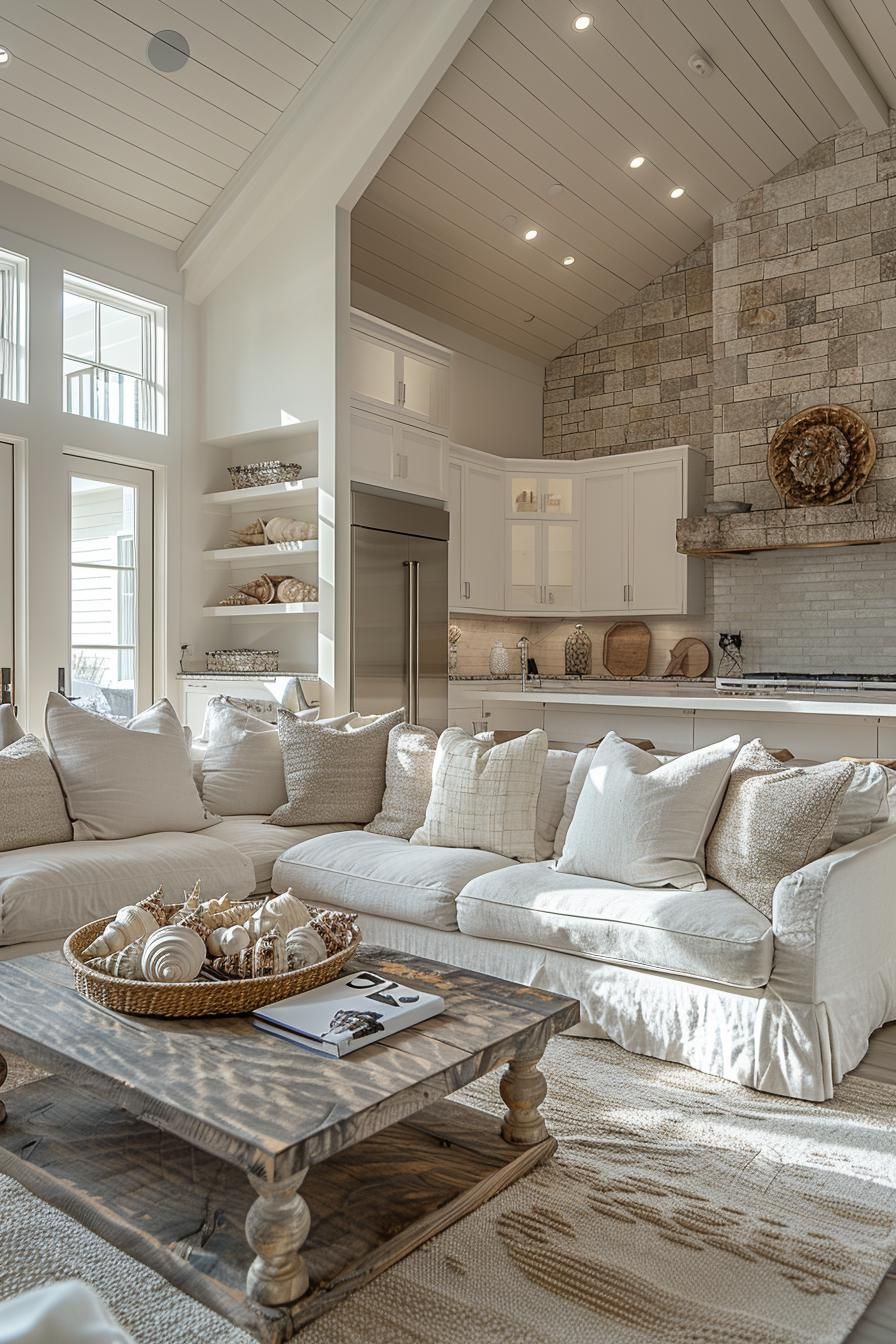15 Chic Neutral Coastal Living Room Ideas You Will Love 6 2. Coastal Seashell Shadow Box Ideas-0
