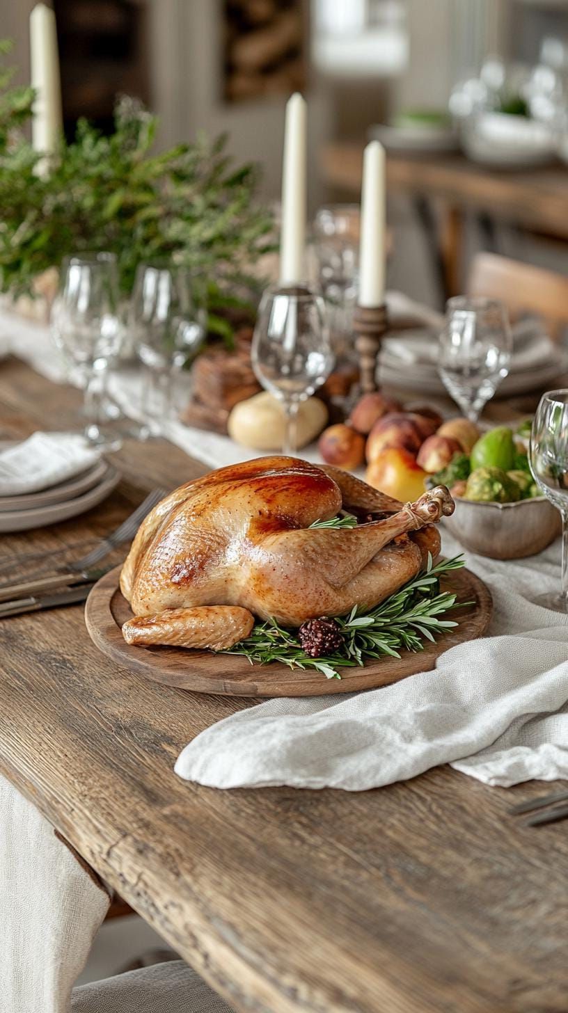 13. Rustic wooden table with linen runner and scattered botanicals-1