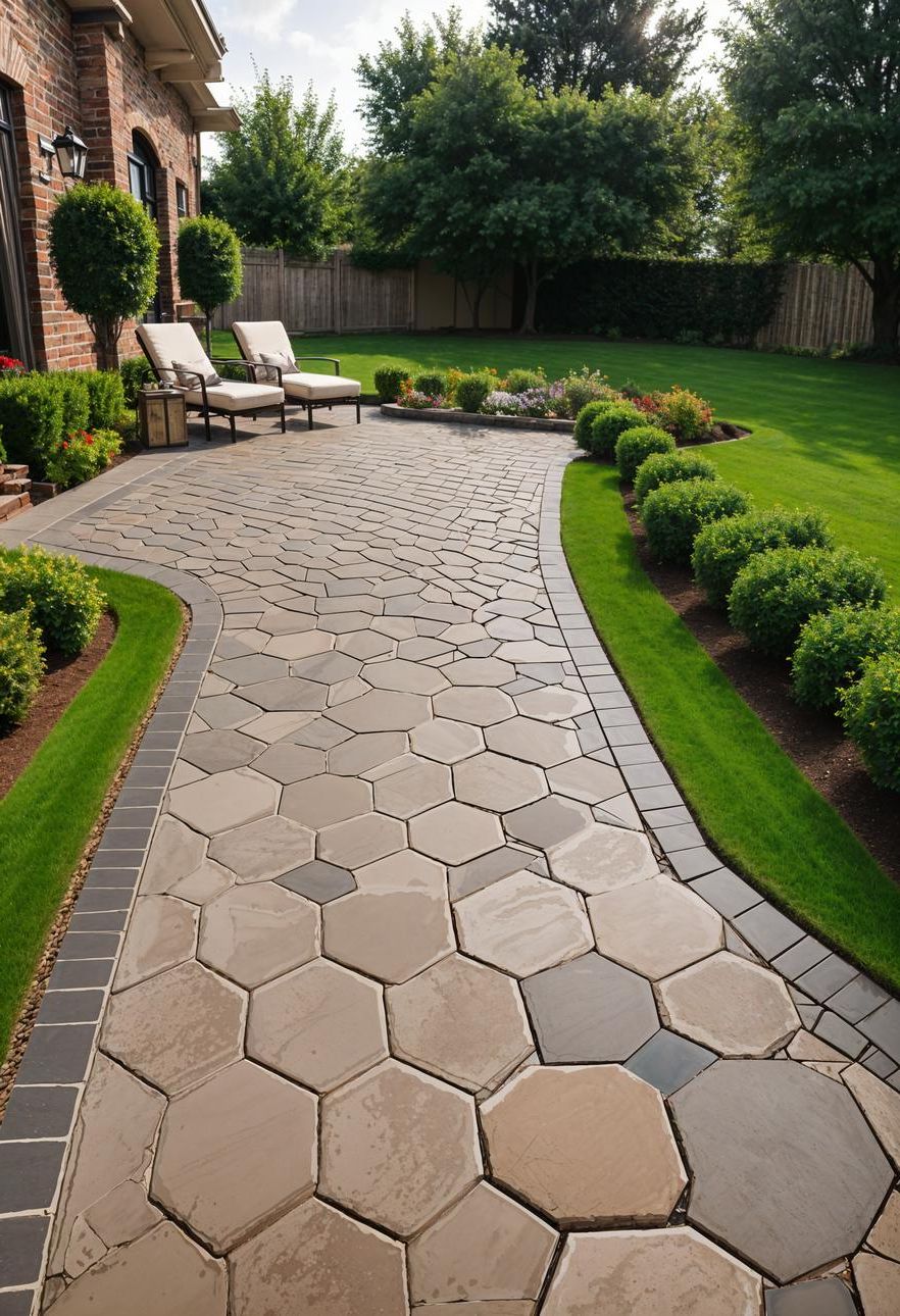 23 Gorgeous Paver Patio Ideas You Must See 5 1. Hexagonal Paver Patio Patterns-2