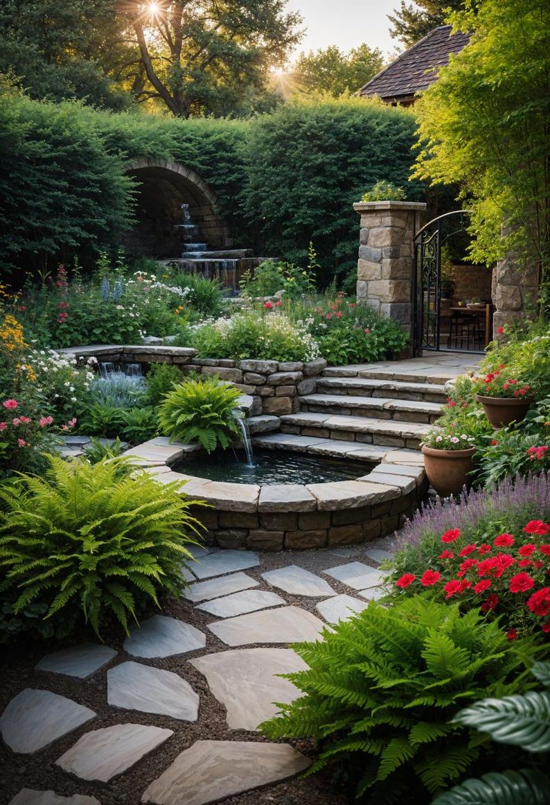 25 Stunning Small Garden Layout Ideas 17 7. Charming Rustic Garden Design-2