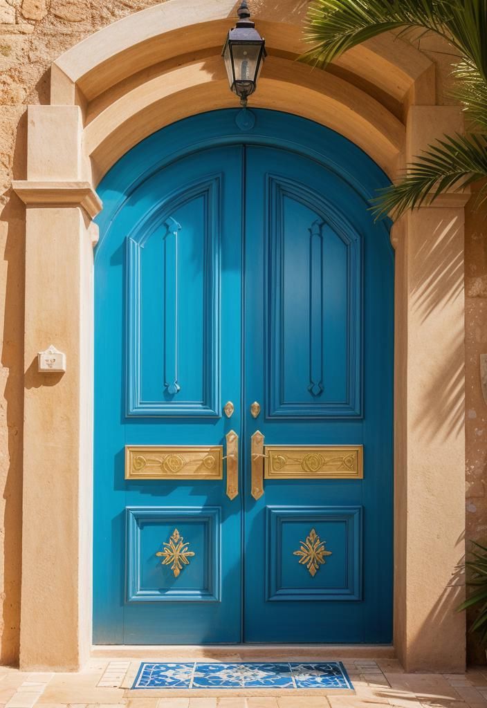 29 Stunning Wooden Door Designs for Main Entrances 37 17. Mediterranean Blue Door Inspiration-0