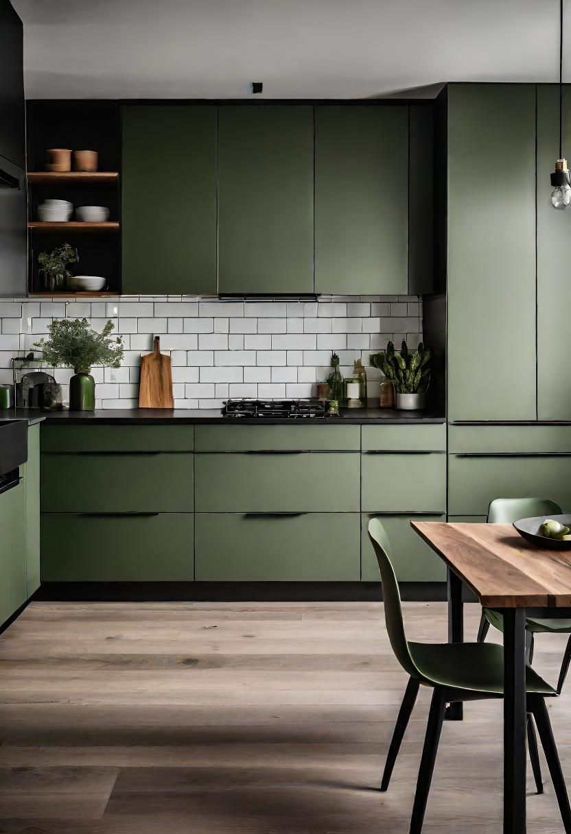 29 Stunning Green Kitchen Cabinet Ideas: Lush, Nature-Inspired Hues 36 28. Asparagus Green with Black Accents-0