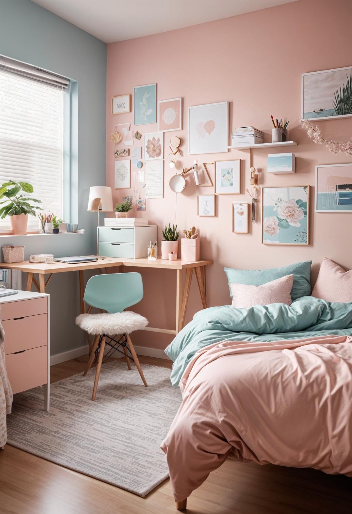 19. Soft Pastel Dorm Decor Ideas-1