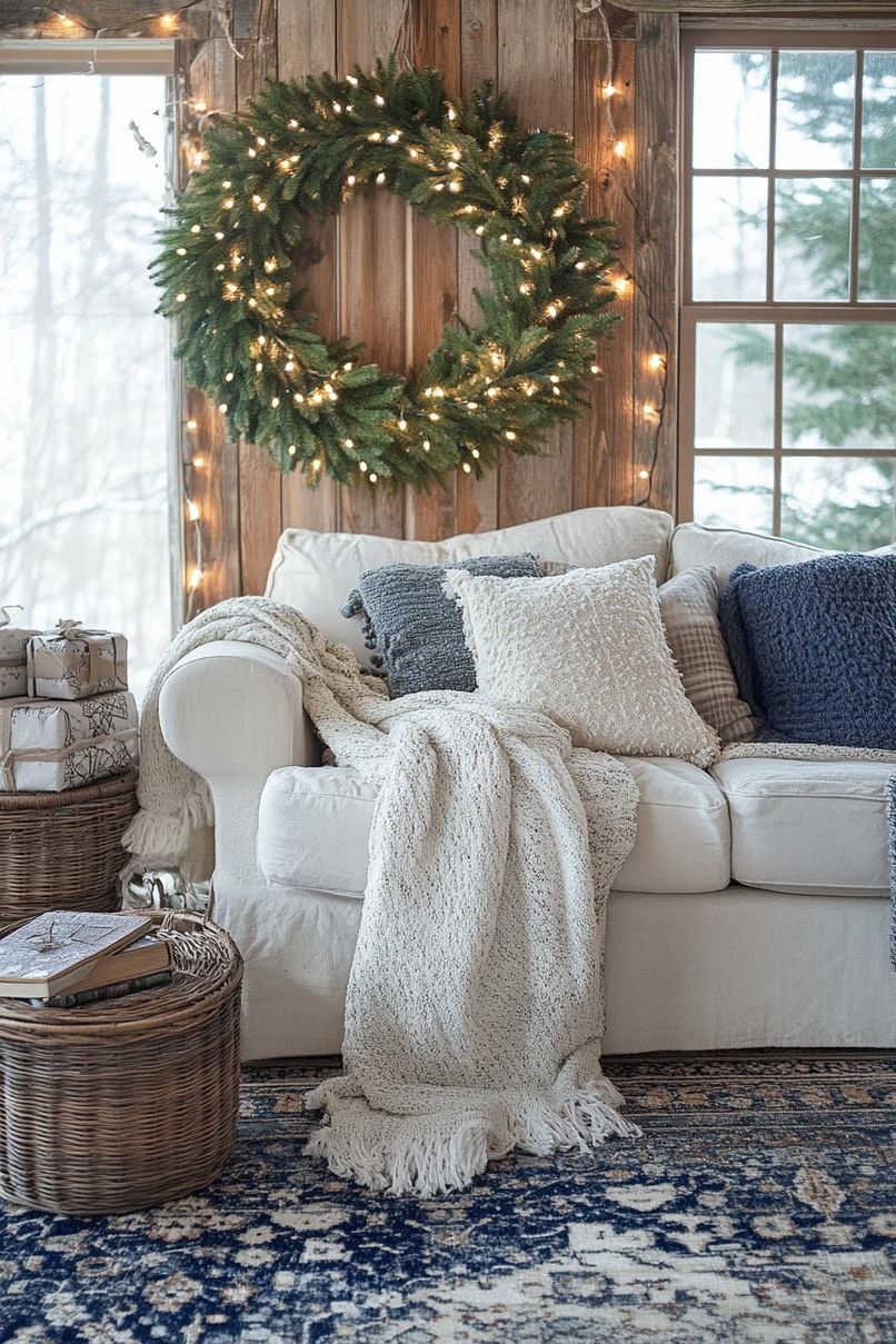10. Festive Living Room Wreath Ideas-1