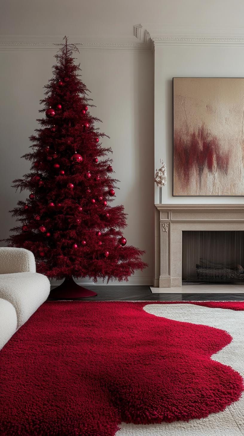 21 Magical Christmas Decor Inspiration for a Cozy Home 35 15. Contemporary Red Tree Decor Ideas-0