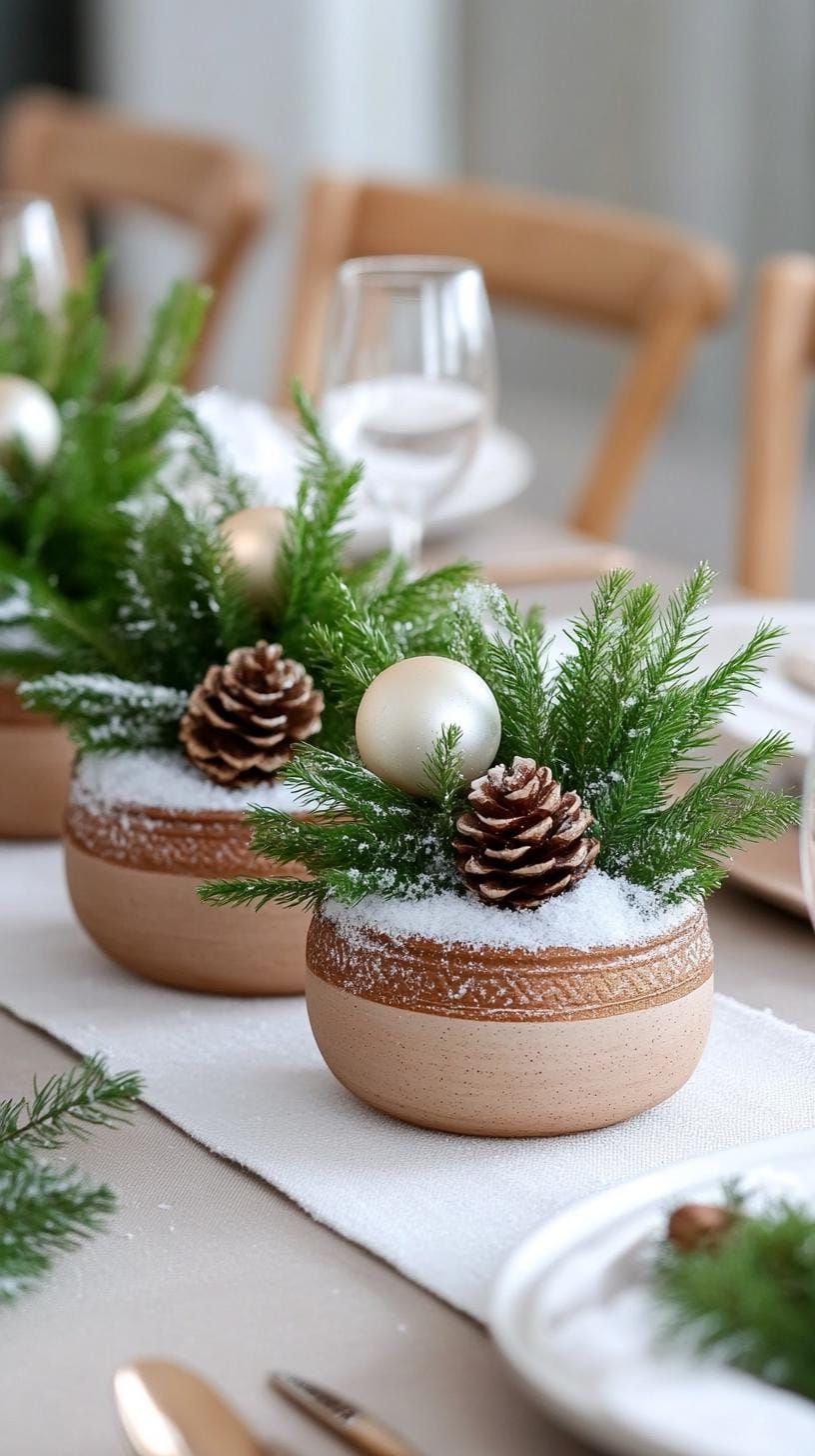 15 New Winter Floral Arrangements For Stunning Centerpieces 43 15. Frosty Flora in Earthy Vessels-1