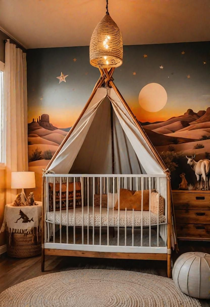 61 Dreamy Nursery Room Inspirations: From Cozy Corners to Whimsical Themes 53 32. Wild West Wigwam Decor Ideas-0