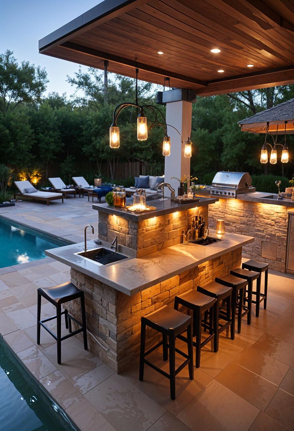 21 Stunning Outdoor Kitchen Patio Ideas (NEW) 54 20. Luxurious Poolside Kitchen Experience-1