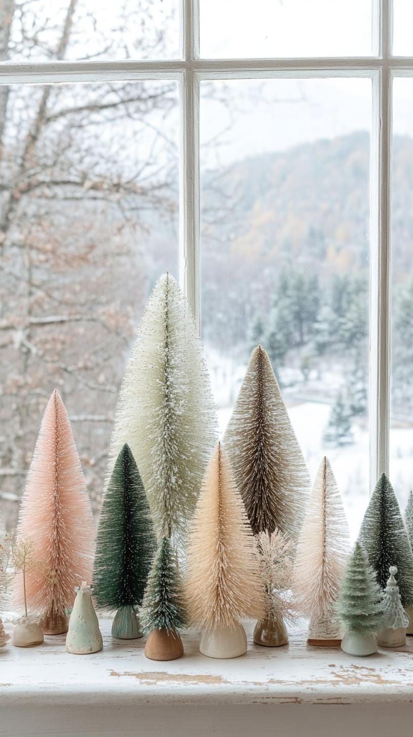 21 Magical Christmas Decor Inspiration for a Cozy Home 48 20. Farmhouse Bottle-Brush Tree Display-1