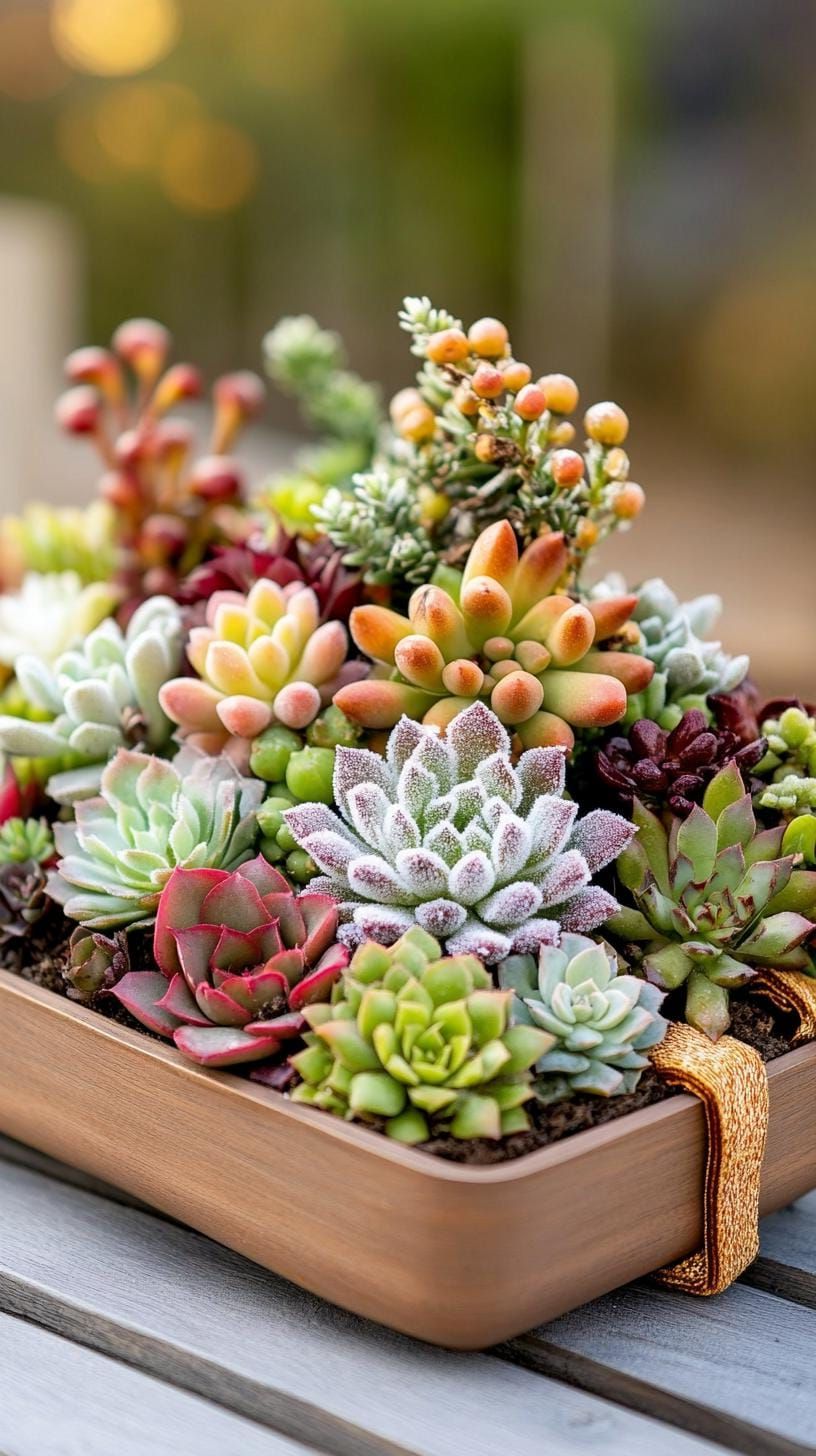 15 New Winter Floral Arrangements For Stunning Centerpieces 13 5. Frosty Succulents and Velvet Elegance-2