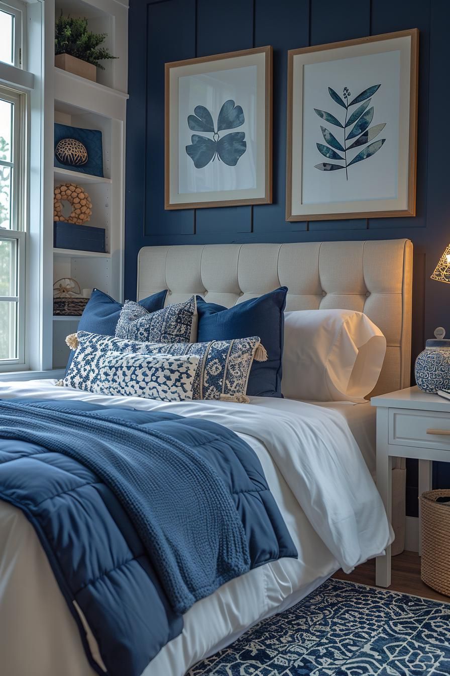 9. Navy & White Dorm Decor-1