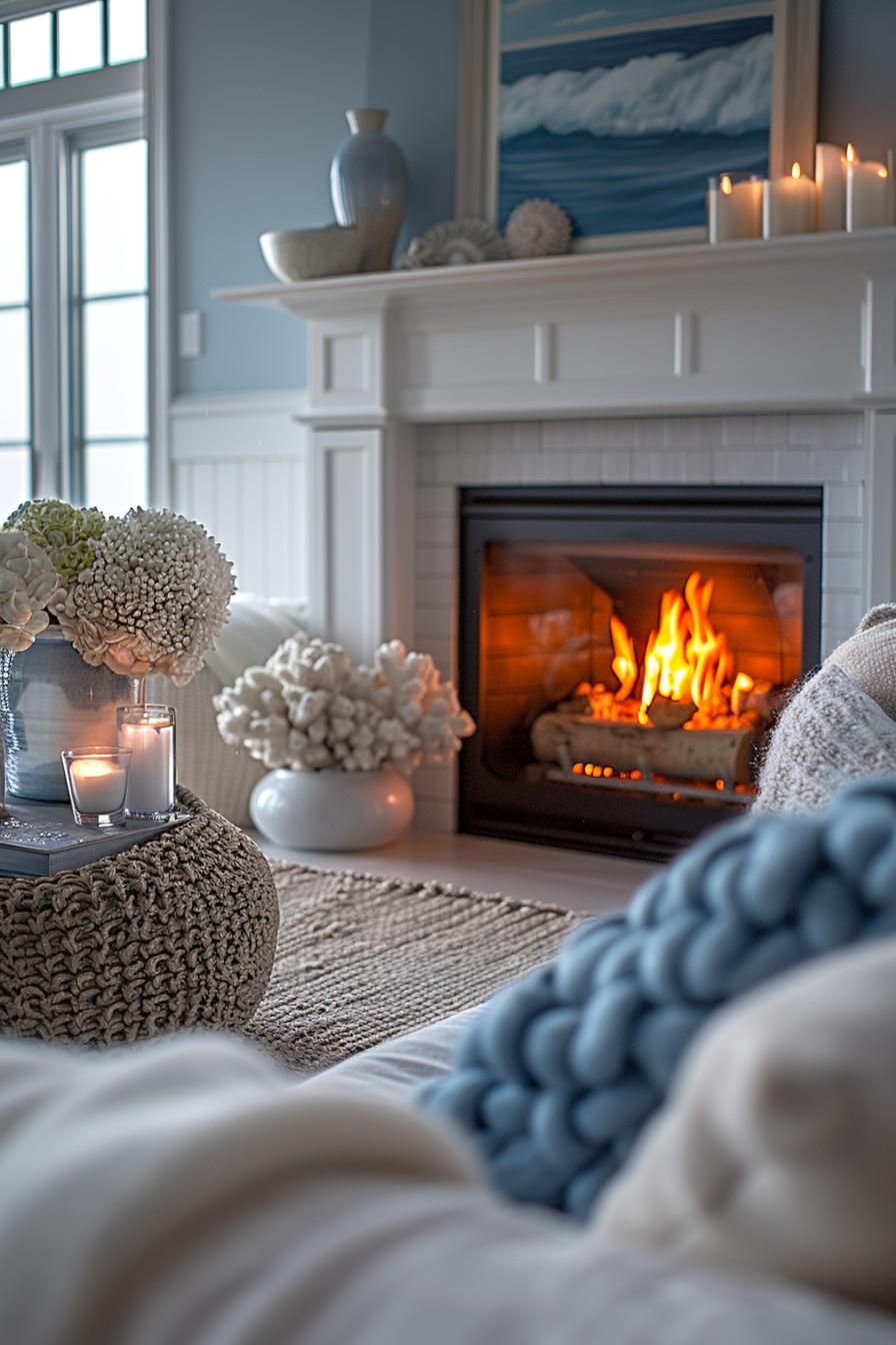 15 Aesthetic Modern Coastal Living Room Ideas 26 10. Sleek Coastal Fireplace Ideas-0