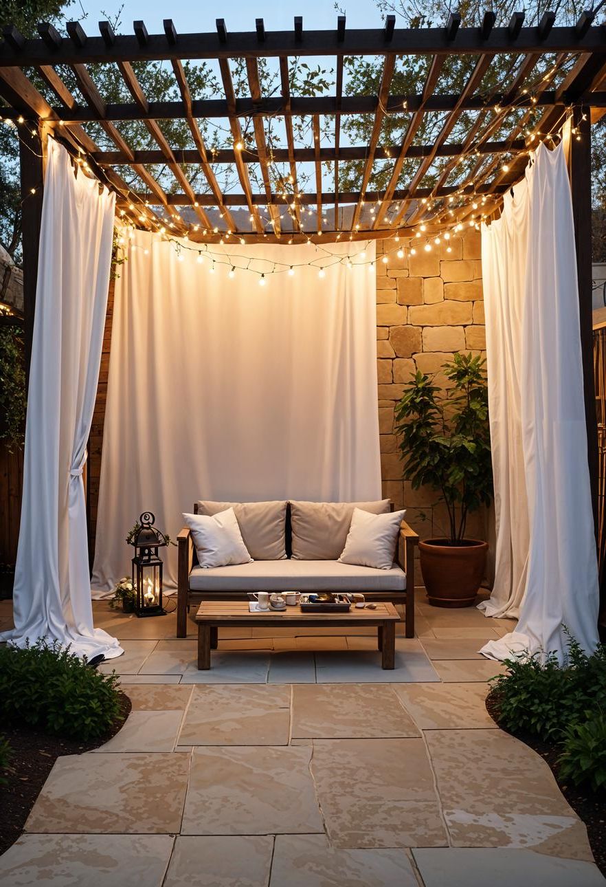 21 Small Flagstone Patio Ideas You’ll Love 21 7. Pergola Oasis Patio Design-1