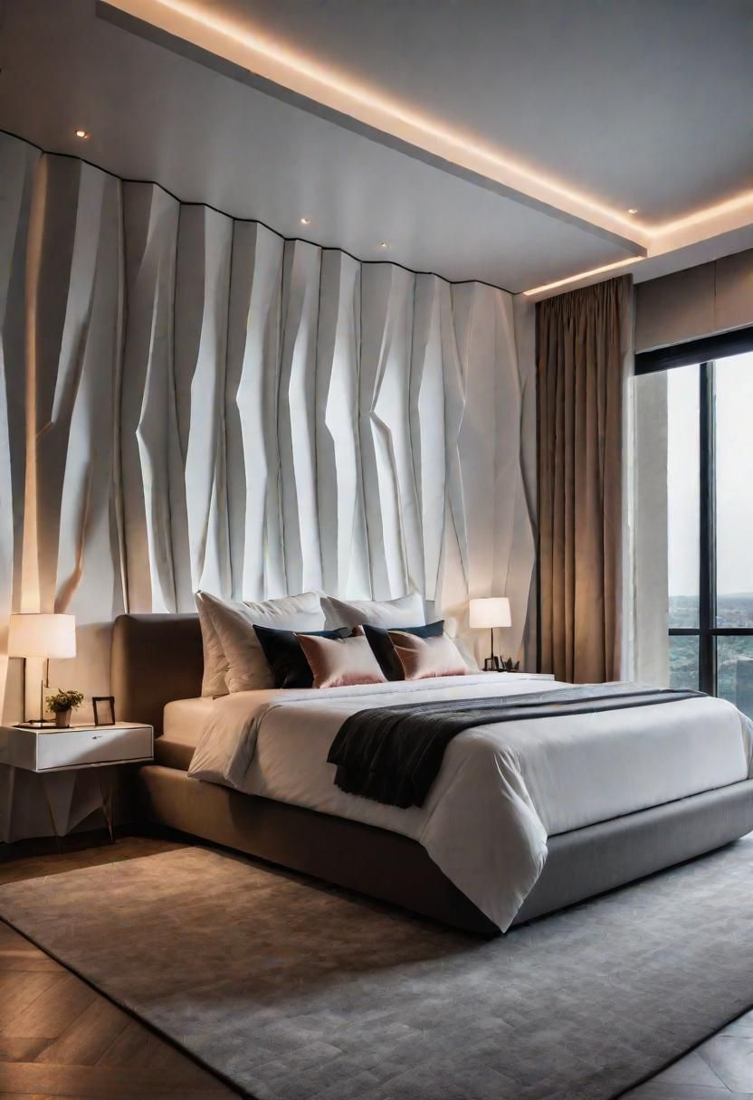 35 Stunning Bedroom Accent Walls For A Cozy Makeover 8 4. Futuristic D Wall Panels-0
