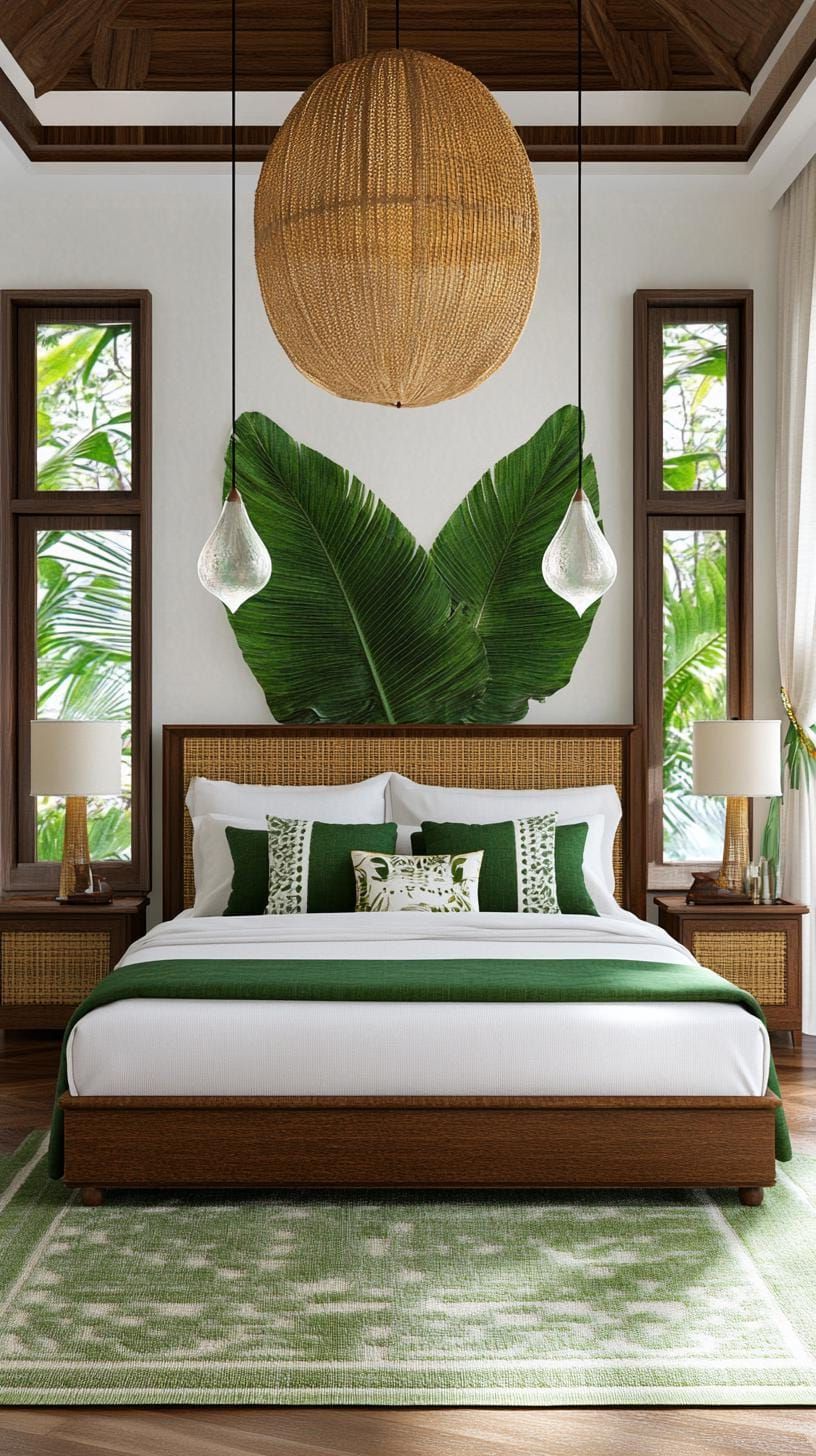 20 Moody Green Bedroom Ideas for a Cozy Retreat 63 20. Rainforest Retreat: Use lush green textiles with raindrop-shaped décor and custom canopies for a true rainforest vibe-0