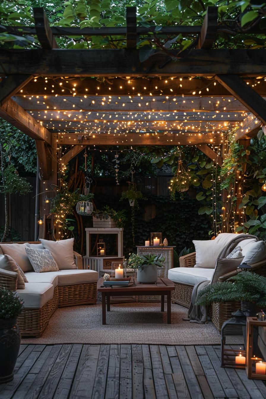 15 Stunning Pergola Patio Ideas You’ll Fall In Love With 11 5. Enchanted Garden Patio Design-0