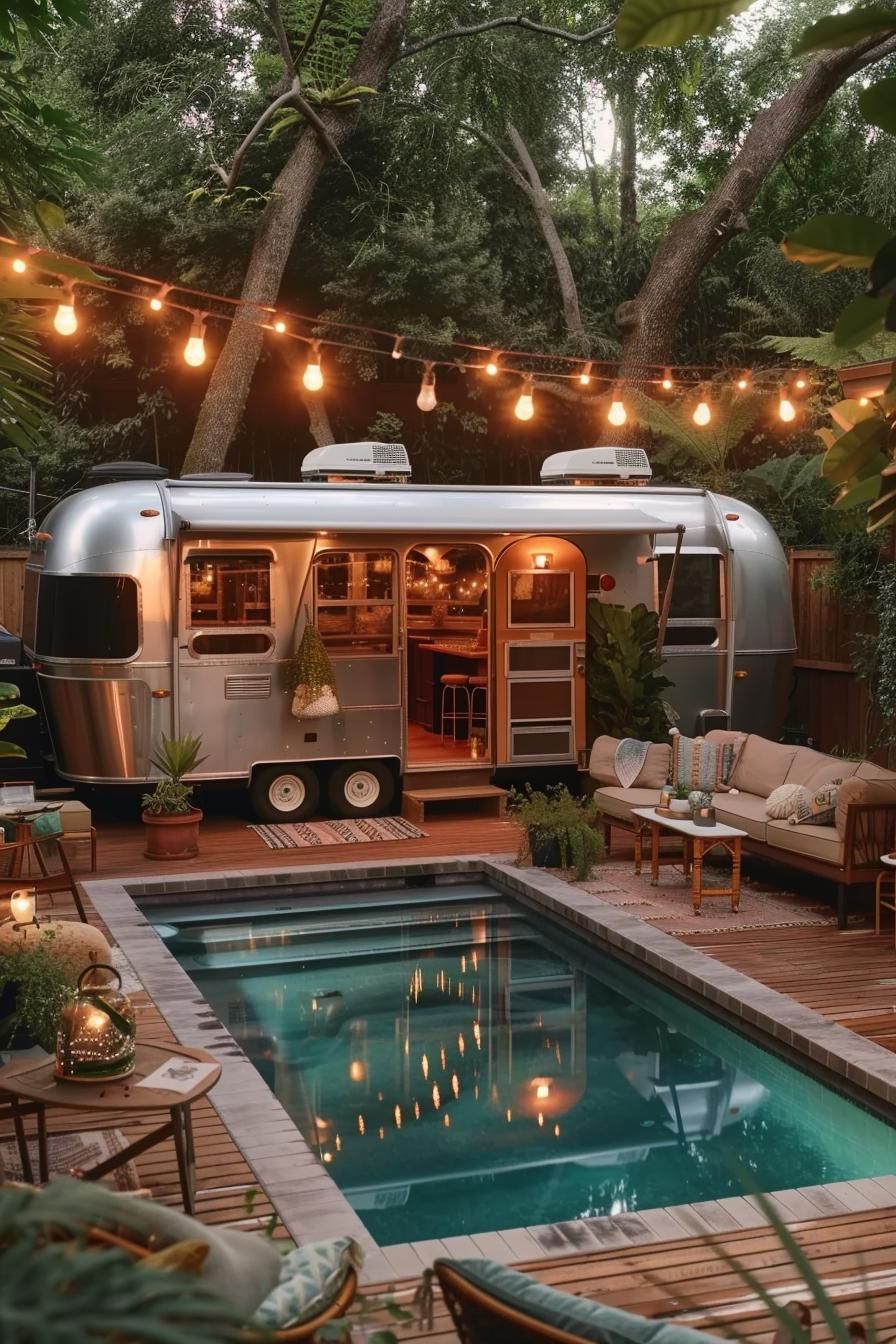 21 Stunning Small Pool Design Ideas For Tiny Backyards 55 20. Retro Airstream Poolside Vibes-0