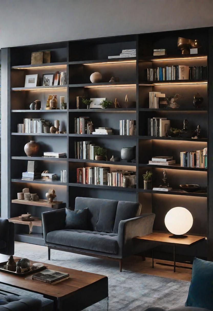 21 Elegant Built-In Shelves Ideas for the Living Room 26 18. Artistic Built-In Shelving Display-1