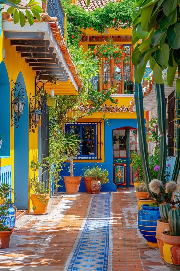 31 Gorgeous Outdoor Patio Ideas to Try Now 44 21. Vibrant Mexican Courtyard Design-1