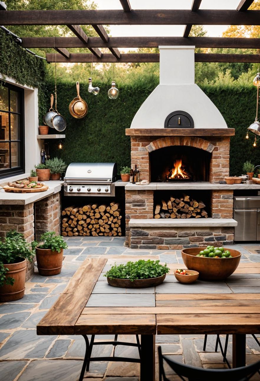 21 Stunning Outdoor Kitchen Patio Ideas (NEW) 4 1. Rustic Outdoor Kitchen Paradise-1