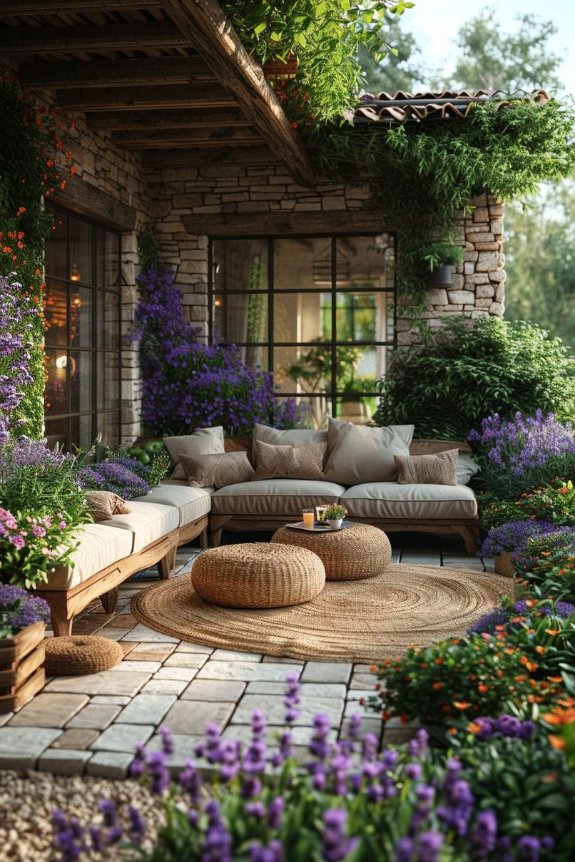 25 Stunning Small Garden Layout Ideas 42 18. Scented Herb Corner with Cozy Seating-1