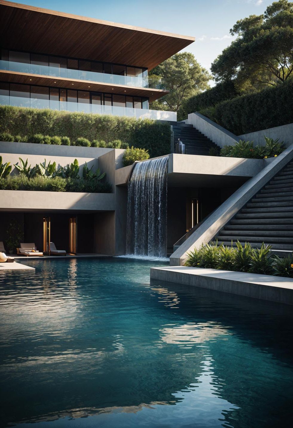 15 Modern Pool Designs Transforming Your Backyard 28 10. Cascading Waters in Modern Pools-2